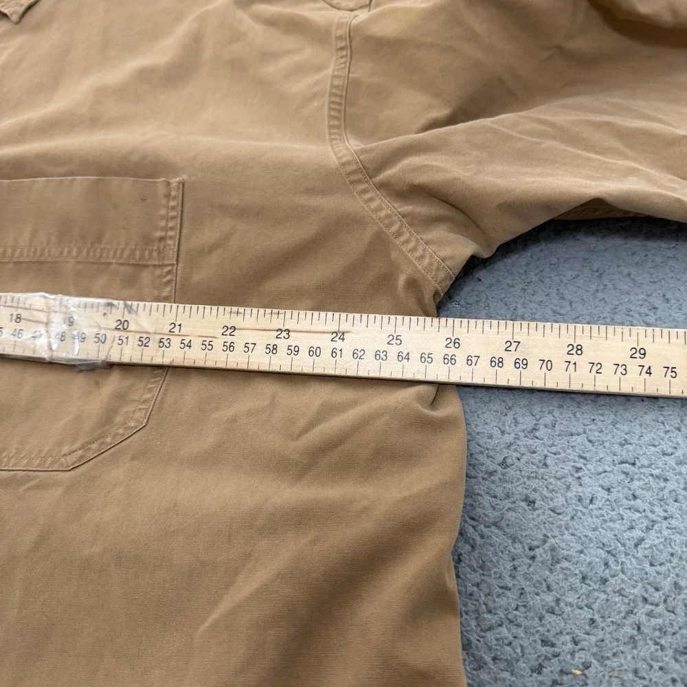 VTG Banana Republic Shirt Mens XL Tan Cotton Canvas Work Button Up Utility